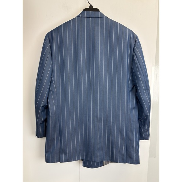 Caravelli 2 Pc Blue Pinstripe Mens 42R Blazer Suit Jacket & Vest Double Breasted - Picture 11 of 13